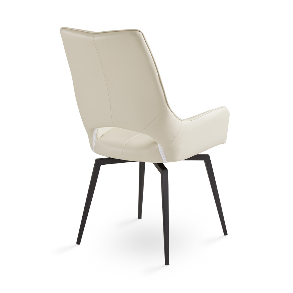 Bromley Swivel Dining Chair: Taupe Leatherette with Black legs